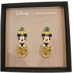 Disney x Baublebar PINEAPPLE MICKEY‎ MOUSE Drop Earrings Rhinestones